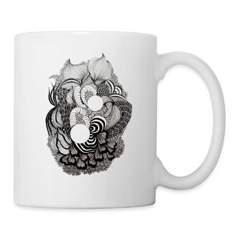 Black and White Flower Ring Pattern - Mug - white - Right