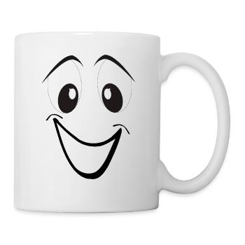 Smiling cartoon face - Mug - white - Right