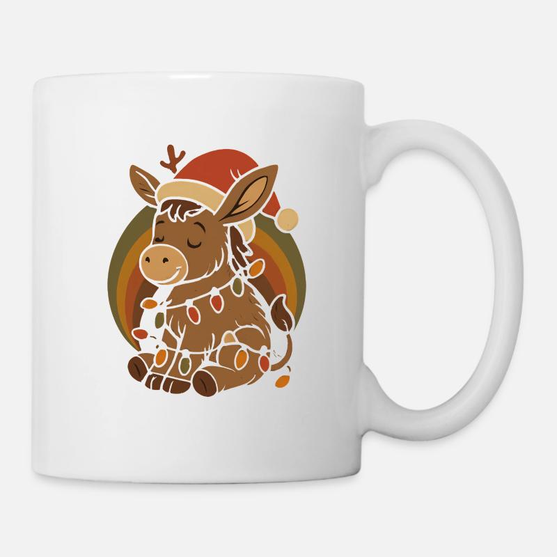 Retro Vintage Esel Elfe Weihnachten Geschenk - Tasse - Weiß