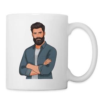 Bearded style in denim look - Mug - white - Right