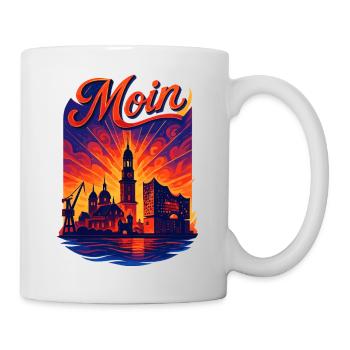 Hamburg Moin Stadt Silhouette Pracht Elbe Geschenk - Tasse - Weiß - Rechts