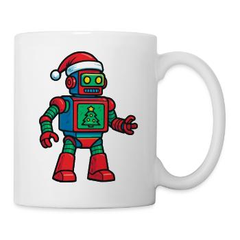 Roboter mit Weihnachtsbaum - Tasse - Weiß - Rechts