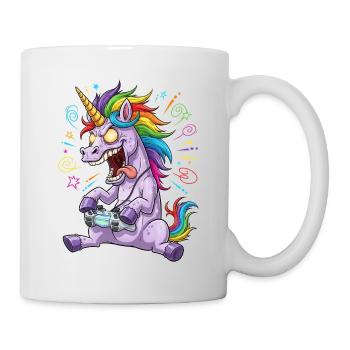 Rainbow Unicorn Gamer Crazy Funny - Mug - white - Right