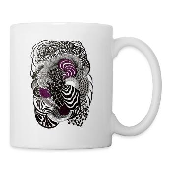 Black and white flower spiral - Mug - white - Right