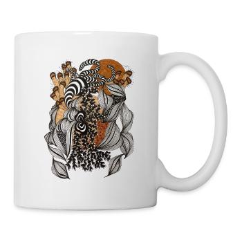 Schwarz-Weiß Botanische Spirale - Tasse - Weiß - Rechts