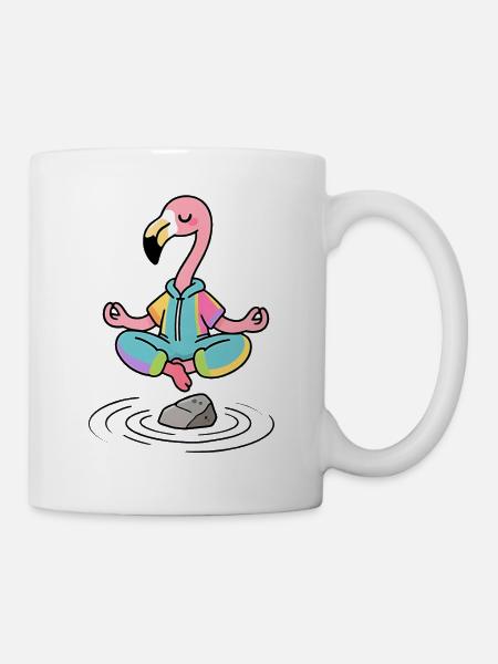 Flamant Zen en position de méditation - Mug blanc - blanc