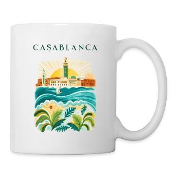 Casablanca Küstenidyll Illustration - Tasse - Weiß - Rechts