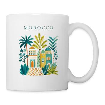 Marokko Palmenstadt Illustration - Tasse - Weiß - Rechts