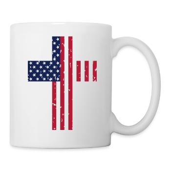 USA Kreuz Flagge - Tasse - Weiß - Rechts