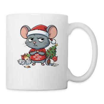 Grimmige Weihnachtmaus mit lustigem Spruch - Tasse - Weiß - Rechts