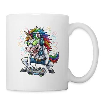 Gaming Unicorn with Rainbow Mane Gamer Shirt - Mug - white - Right
