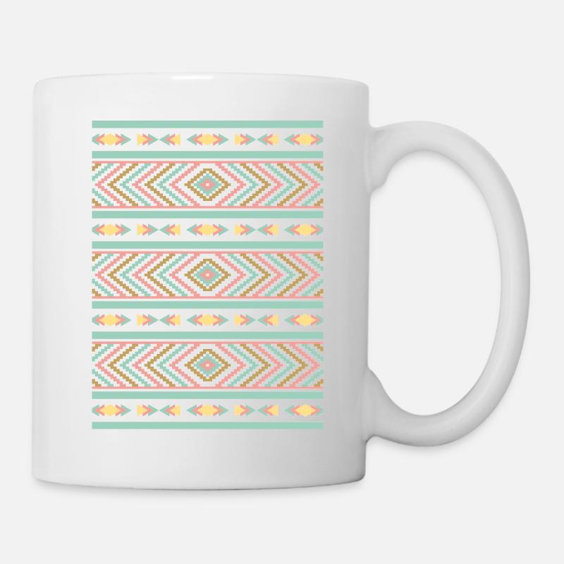 Stylish Boho Vibe Tribal Pastel Geometry - Mug - white