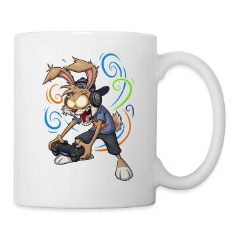 Rabbit Gamer with Headphones Gaming Bunny Crazy - Mug - white - Right