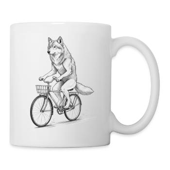 Wolf Cyclist on Bike - Mug - white - Right