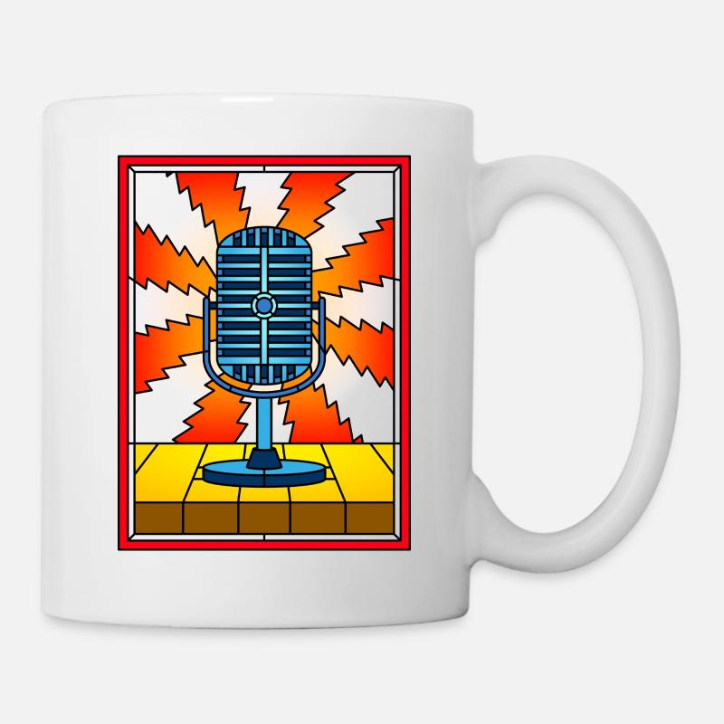 Vintage-Buntglas-Mikrofon - Tasse - Weiß