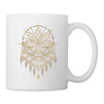 Pendentif en macramé avec des motifs de nœuds ornés - Mug blanc - blanc - Droite