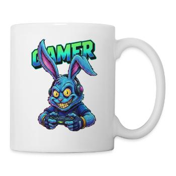 Neon Gaming Hase im Controller Gamer Bunny - Tasse - Weiß - Rechts
