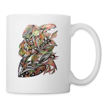 Vibrant Leaf Peacock Pattern - Mug - white - Right