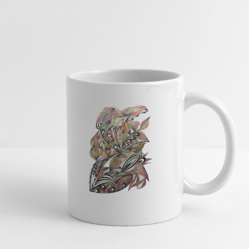 Vibrant Leaf Peacock Pattern Mug