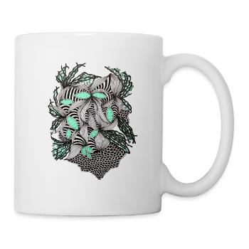 Line Flowers Pattern Mint Accent - Mug - white - Right