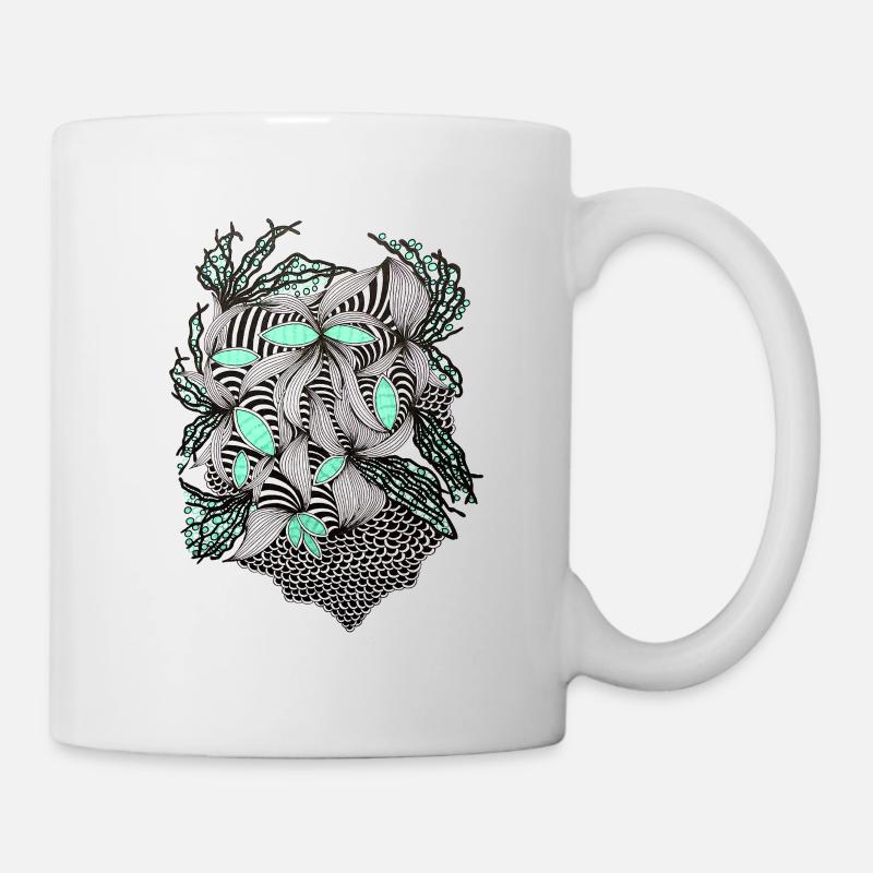Accent menthe avec motif de fleurs en ligne - Mug blanc - blanc