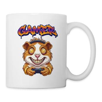 Gamer Hamster Graffiti Tee Gamer Shirt - Tasse - Weiß - Rechts