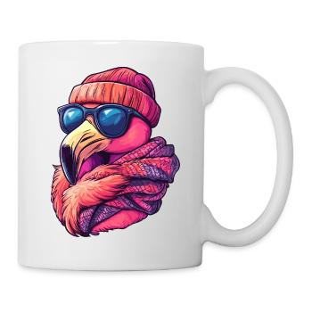 Cooler Flamingo Winter Streetwear mit Sonnenbrille - Tasse - Weiß - Rechts