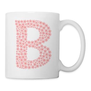 Blüten Monogramm "B" - Tasse - Weiß - Rechts