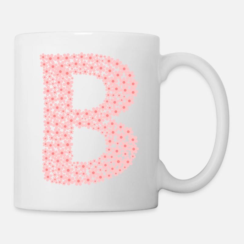 Blüten Monogramm "B" - Tasse - Weiß