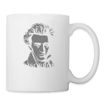 Kummer ist mein Schloss: Kierkegaard-Porträtzitat - Tasse - Weiß - Rechts