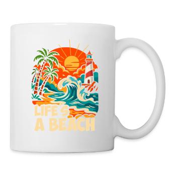 Life's a Beach Tropical Beach Illustration - Mug - white - Right