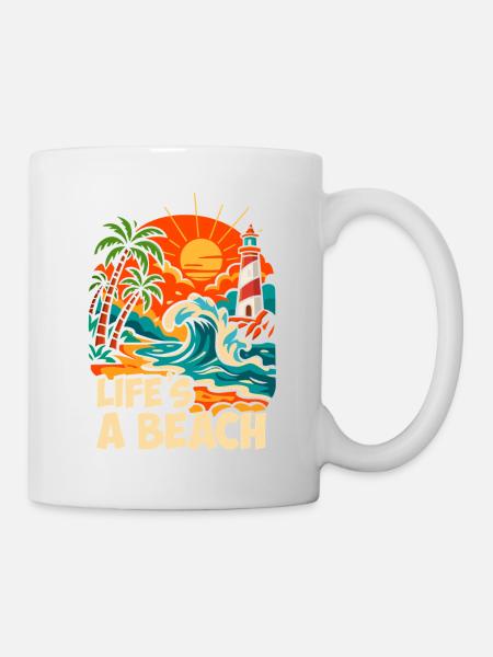 Life's a Beach Tropical Beach Illustration - Mug - white