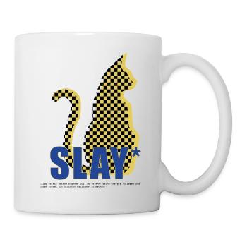 Slay Katze Checker Silhouette - Tasse - Weiß - Rechts