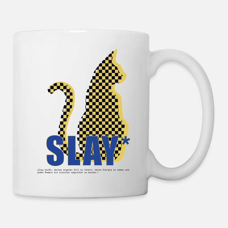 Slay Katze Checker Silhouette - Tasse - Weiß