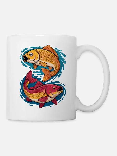 Karpfen im Wassersplash - Tasse - Weiß