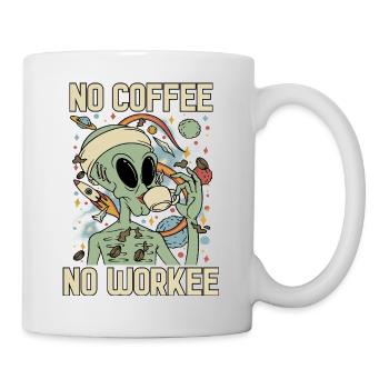 L’extraterrestre boit du café sans café pas de travail - Mug blanc - blanc - Droite