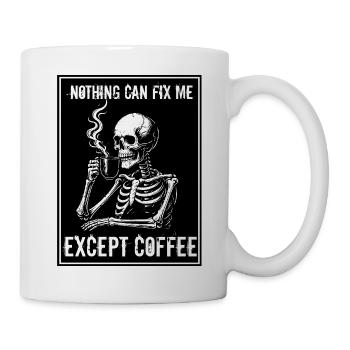 Vintage Skeleton Drinking Coffee - Nothing Can Fix - Mug - white - Right