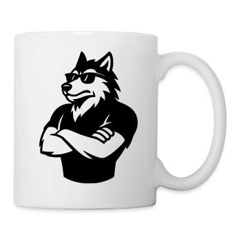 badass wolf türsteher nightlife cool bro - Tasse - Weiß - Rechts