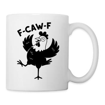 Dynamic cartoon chicken shouts F-CAW-F - Mug - white - Right