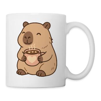 Capybara mit Kakao – Süßes Cozy Herzmotiv - Tasse - Weiß - Rechts