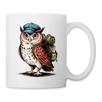 Abenteuer Eule mit Rucksack - Tasse - Weiß - Rechts