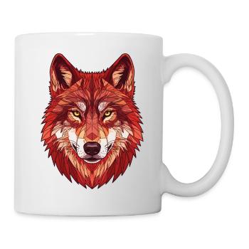 Geometrischer roter Wolf - Tasse - Weiß - Rechts