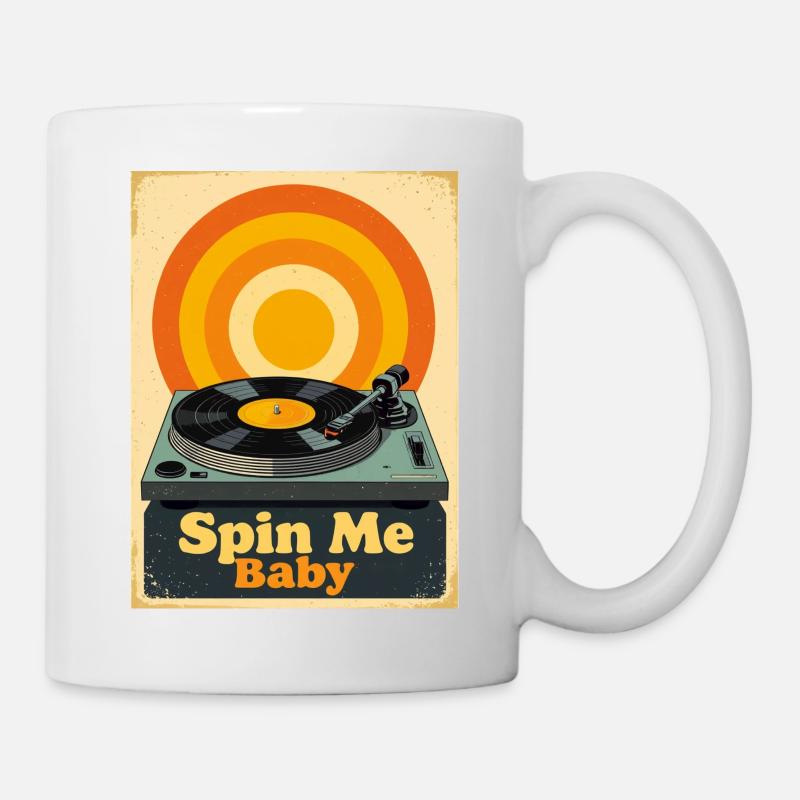 Retro-Vinylplatte mit warmem, lebendigem Ton - Tasse - Weiß