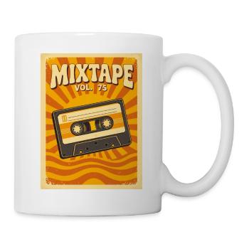Retro-Mixtape-Illustration mit warmen Siebzigern - Tasse - Weiß - Rechts