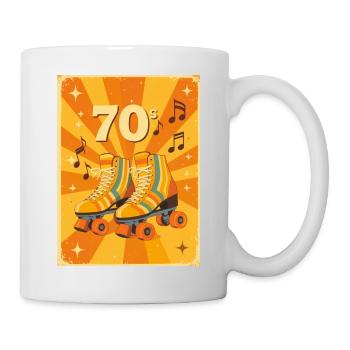 Klassische 70er-Jahre-Rollschuhe mit warmen Retro-Vibes - Tasse - Weiß - Rechts