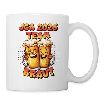 JGA 2026 Team Braut Bier Alkohol Saufen Lustig - Tasse - Weiß - Rechts