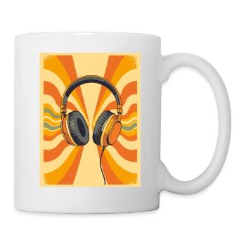 Warm Retro Headphones with Groovy Circular Vibrati - Mug - white - Right