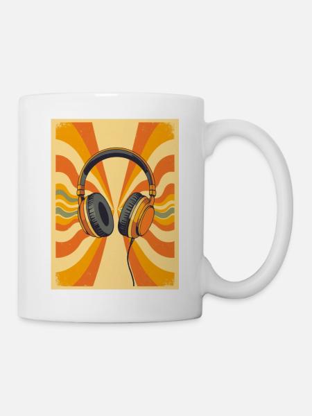Warme Retro-Kopfhörer mit groovy Circular Vibrati - Tasse - Weiß