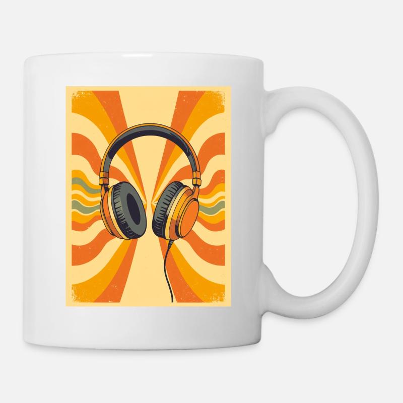 Warme Retro-Kopfhörer mit groovy Circular Vibrati - Tasse - Weiß