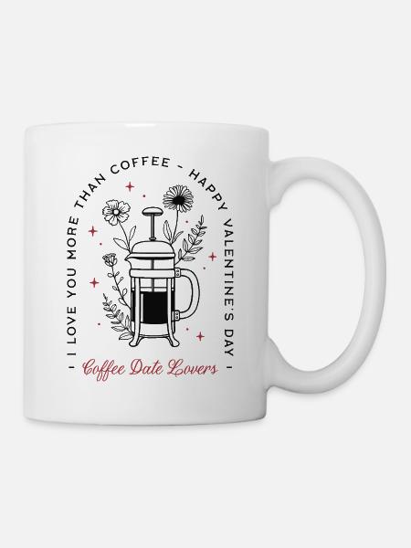 Funny coffee romantic quotes Valentine's day retro - Kop/krus - hvid